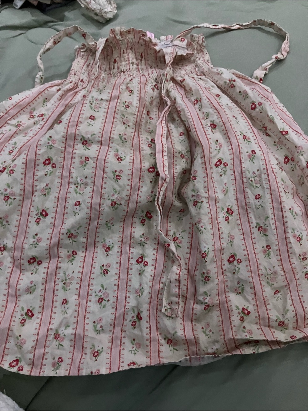 Girls Pink Floral Smocked Sundress